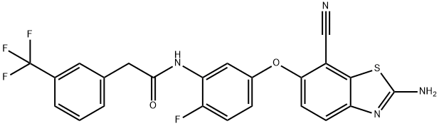 N-(5-(2-aMino-7-cyanobenzo[d]thiazol-6-yloxy)-2-fluorophenyl)-2-(3-(trifluoroMethyl)phenyl)acetaMide Structure
