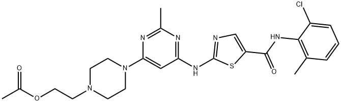 2-(4-(6-((5-((2-chloro-6-Methylphenyl)carbaMoyl)thiazol-2-yl)aMino)-2-MethylpyriMidin-4-yl)piperazin-1-yl)ethyl acetate Structure