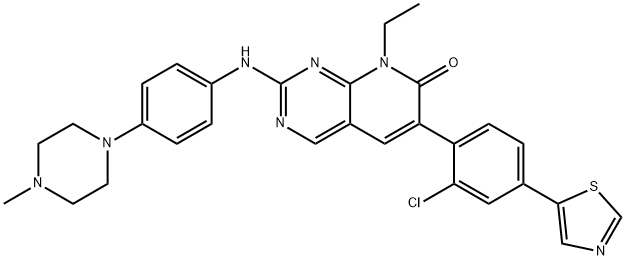 6-(2-Chloro-4-thiazol-5-yl-phenyl)-8-ethyl-2-[4-(4-Methyl-piperazin-1-yl)-phenylaMino]-8H-pyrido[2,3-d]pyriMidin-7-one Structure