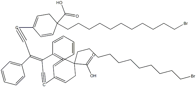 Benzoic acid, 4,4'-[(1,2-diphenyl-1,2-ethenediyl)bis(4,1-phenylene-2,1-ethynediyl)]bis-, 1,1'-bis(11-bromoundecyl) ester Structure