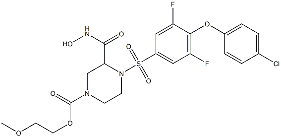2-methoxyethyl 4-((4-(4-chlorophenoxy)-3,5-difluorophenyl)sulfonyl)-3-(hydroxycarbamoyl)piperazine-1-carboxylate Structure