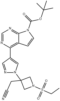 4-[1-[3-(cyanomethyl)-1-(ethylsulfonyl)-3-azetidinyl]-1H-pyrazol-4-yl]-7H-Pyrrolo[2,3-d]pyrimidine-7-carboxylic acid 1,1-dimethylethyl ester Structure