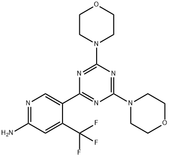 5-(4,6-dimorpholino-1,3,5-triazin-2-yl)-4-(trifluoromethyl)pyridin-2-amine Structure