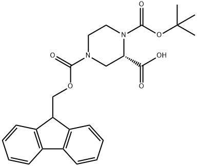 (S)-1-N-BOC-4-N-FMOC-PIPERAZINE-2-CARBOXYLIC ACID Structure