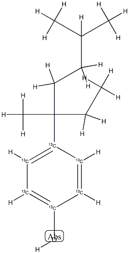 3,6,3-Nonylphenol-13C6,  363-NP-13C6,  4-(1-Ethyl-1,4-dimethylpentyl)phenol-13C6  (ring-13C6) Structure