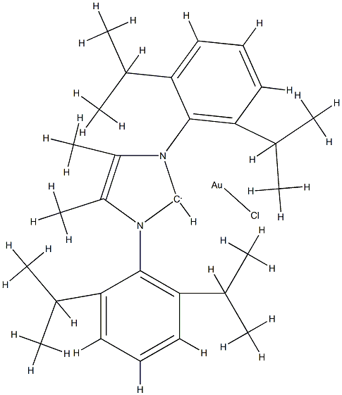 Chloro{1,3-bis[2,6-bis(1-methylethyl)phenyl]-1,3-dihydro-4,5-dimethyl-2H-imidazol-2-ylidene}gold(I) Structure