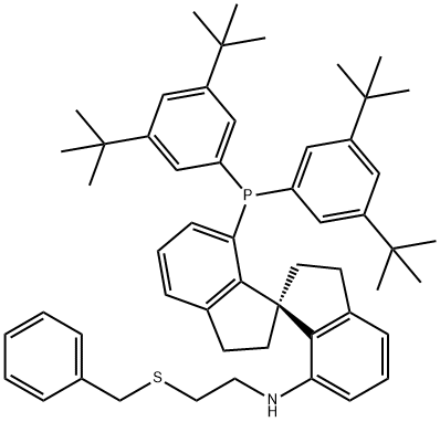 (R)-(+)-7-[N-(2-Benzylthio)ethylamino]-7'-[bis(3,5-di-t-butylphenyl)phosphino]-2,2',3,3'-tetrahydro-1,1'-spirobindane, 97+% (>99% ee) [(R)-DTB-SpiroSAP-Bn] Structure