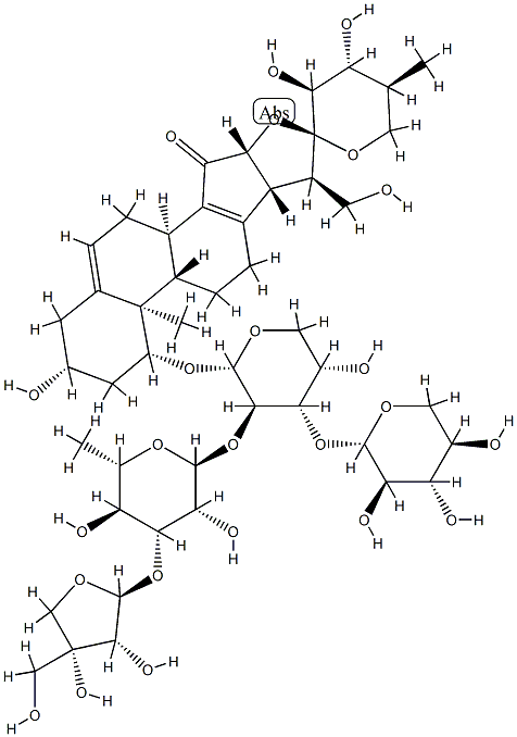 (25S)-1β-[2-O-(3-O-D-Apio-β-D-furanosyl-α-L-rhamnopyranosyl)-3-O-β-D-xylopyranosyl-α-L-arabinopyranosyloxy]-3β,21,23α,24β-tetrahydroxy-18-norspirosta-5,13-diene-15-one Structure