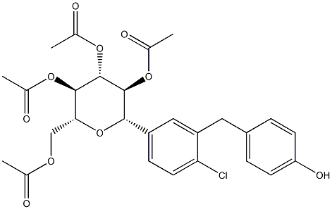 (2R,3R,4R,5S,6S)-2-(acetoxymethyl)-6-(4-chloro-3-(4- hydroxybenzyl)phenyl)tetrahydro-2H-pyran-3,4,5-triyl triacetate Structure