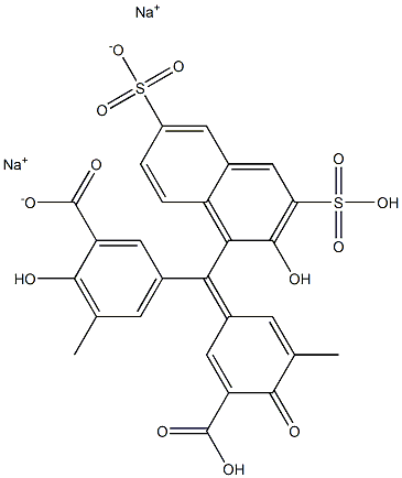 Benzoic acid, 5-[(3-carboxy-5-methyl-4-oxo-2,5-cyclohexadien-1-ylidene)(2-hydroxy-3,6-disulfo-1-naphthalenyl)methyl]-2-hydroxy-3-methyl-, disodium salt Structure
