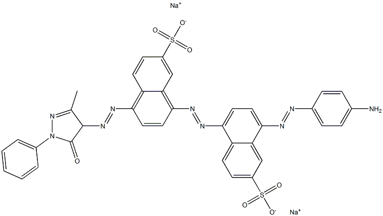 2-Naphthalenesulfonic acid, 8-[(4-aminophenyl)azo]-5-[[4-[(4,5-dihydro-3-methyl-5-oxo-1-phenyl-1H-pyrazol-4-yl)azo]-7-sulfo-1-naphthalenyl]azo]-, disodium salt Structure