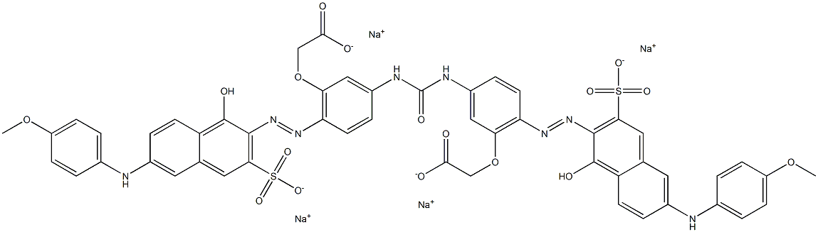 Acetic acid, 2,2'-[carbonylbis[imino[6-[[1-hydroxy-6-[(4-methoxyphenyl)amino]-3-sulfo-2-naphthalenyl]azo]-3,1-phenylene]oxy]]bis-, tetrasodium salt Structure
