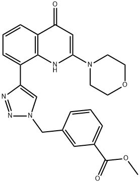 Methyl 3-((4-(2-morpholino-4-oxo-1,4-dihydroquinolin-8-yl)-1H-1,2,3-triazol-1-yl)methyl)benzoate Structure