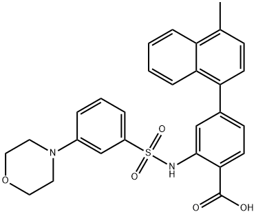 Benzoic acid, 4-(4-methyl-1-naphthalenyl)-2-[[[3-(4-morpholinyl)phenyl]sulfonyl]amino]- Structure