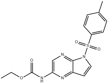 Carbamic acid,N-[5-[(4-methylphenyl)sulfonyl]-5H-pyrrolo[2,3-b]pyrazin-2-yl]-, ethyl este Structure