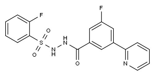 2-Fluoro-N-(3-fluoro-5-pyridin-2-yl-benzoyl)-benzenesulfonhydrazine Structure