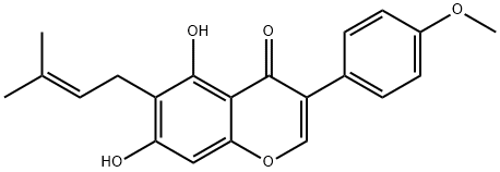 4H-1-Benzopyran-4-one, 5,7-dihydroxy-3-(4-methoxyphenyl)-6-(3-methyl-2-buten-1-yl)- Structure
