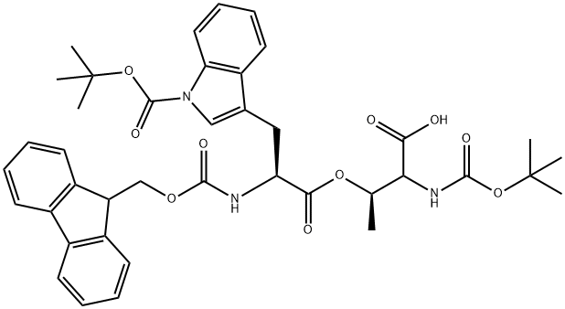 (Tert-Butoxy)Carbonyl Thr((9H-Fluoren-9-yl)MethOxy]Carbonyl Trp(Boc))-OH Structure
