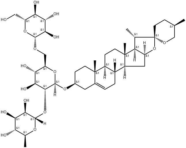 Diosgenin-3-O-rhamnosyl(1-2)[glucosyl(1-6)]glucoside Structure