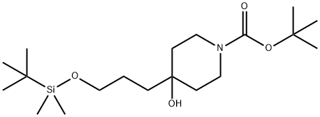 1-Piperidinecarboxylic acid, 4-[3-[[(1,1-dimethylethyl)dimethylsilyl]oxy]propyl]-4-hydroxy-, 1,1-dimethylethyl ester Structure
