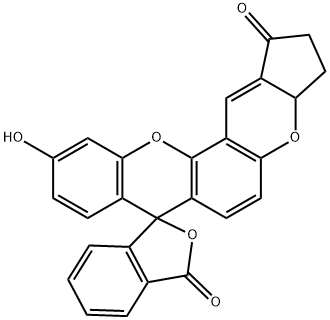 piro[7H-cyclopenta[5,6]pyrano[2,3-c]xanthene-7,1'(3'H)-isobenzofuran]-1,3'(2H)-dione, 3,3a-dihydro-10-hydroxy- Structure