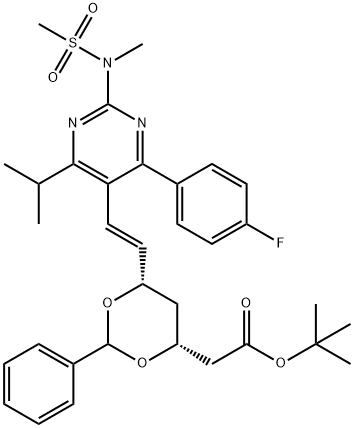 1,3-Dioxane-4-acetic acid, 6-[(1E)-2-[4-(4-fluorophenyl)-6-(1-methylethyl)-2-[methyl(methylsulfonyl)amino]-5-pyrimidinyl]ethenyl]-2-phenyl-, 1,1-dimethylethyl ester, (4R,6S)- Structure