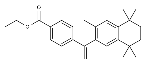Benzoic acid, 4-[1-(5,6,7,8-tetrahydro-3,5,5,8,8-pentamethyl-2-naphthalenyl)ethenyl]-, ethyl ester Structure