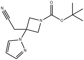 1-Azetidinecarboxylic acid, 3-(cyanomethyl)-3-(1H-pyrazol-1-yl)-, 1,1-dimethylethyl ester Structure