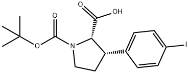 1,2-Pyrrolidinedicarboxylic acid, 3-(4-iodophenyl)-, 1-(1,1-dimethylethyl) ester, (2S,3S)- Structure