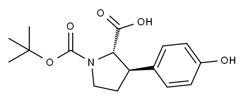 1,2-Pyrrolidinedicarboxylic acid, 3-(4-hydroxyphenyl)-, 1-(1,1-dimethylethyl) ester, (2S,3R)- Structure