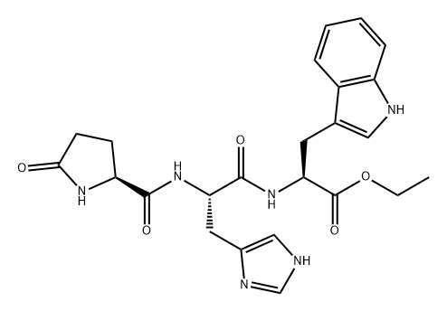 L-Tryptophan, N-[N-(5-oxo-L-prolyl)-L-histidyl]-, ethyl ester (9CI) Structure