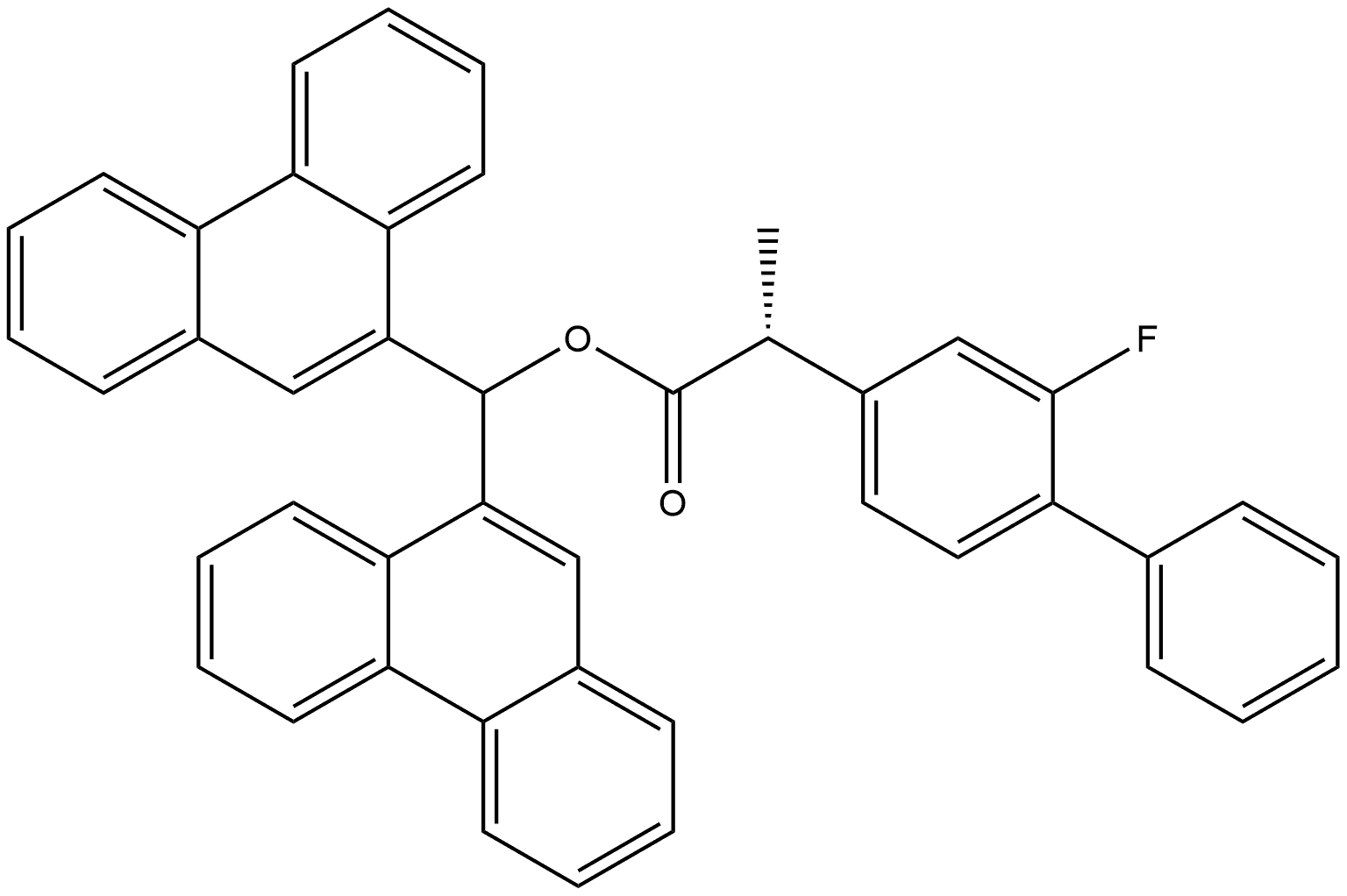 [1,1'-Biphenyl]-4-acetic acid, 2-fluoro-α-methyl-, di-9-phenanthrenylmethyl ester, (αR)- Structure