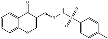 Benzenesulfonic acid, 4-methyl-, 2-[(4-oxo-4H-1-benzopyran-3-yl)methylene]hydrazide Structure