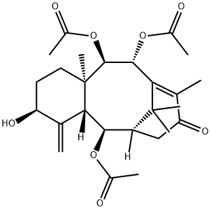 6,10-Methanobenzocyclodecen-8(2H)-one, 5,11,12-tris(acetyloxy)-1,3,4,4a,5,6,7,11,12,12a-decahydro-3-hydroxy-9,12a,13,13-tetramethyl-4-methylene-, (3S,4aR,5R,6R,11R,12R,12aR)- Structure