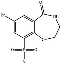 1,4-Benzoxazepine-9-sulfonyl chloride, 7-bromo-2,3,4,5-tetrahydro-5-oxo- Structure