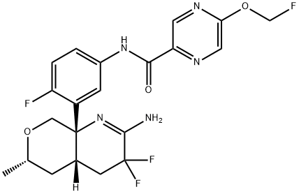 N-[3-[(4aS,6S,8aS)-2-Amino-3,3-difluoro-4,4a,5,6-tetrahydro-6-methyl-3H-pyrano[3,4-b]pyridin-8a(8H)-yl]-4-fluorophenyl]-5-(fluoromethoxy)-2-pyrazinecarboxamide Structure