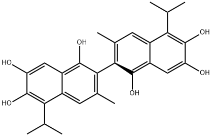 [2,2'-Binaphthalene]-1,1',6,6',7,7'-hexol, 3,3'-dimethyl-5,5'-bis(1-methylethyl)-, (2R)- Structure