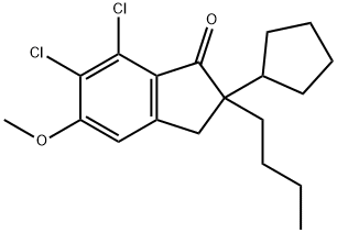 1H-Inden-1-one, 2-butyl-6,7-dichloro-2-cyclopentyl-2,3-dihydro-5-methoxy- Structure