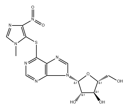 9H-Purine, 9-β-D-arabinofuranosyl-6-[(1-methyl-4-nitro-1H-imidazol-5-yl)thio]- Structure