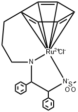 Chloro{(1R,2R)-1,2-diphenyl-1-[(3-(η6-phenyl)propyl)amino]-2-(methylsulfonylamido)}ruthenium(II) RuCl[(R,R)teth-MsDpen] Structure