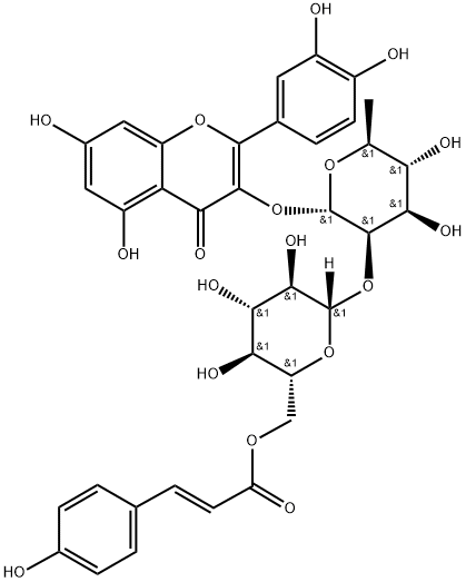 Quercetin 3-O-β-D-(6''-p-coumaroyl)glucopyranosyl(1-2)-α-L-rhamnopyranoside Structure