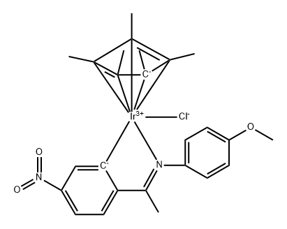Chloro(pentamethylcyclopentadienyl){5-nitro-2-{1-[(4-methoxyphenyl)imino-kN]ethyl}phenyl-kC}iridium(III), 99% Iridicycle-NO2 Structure