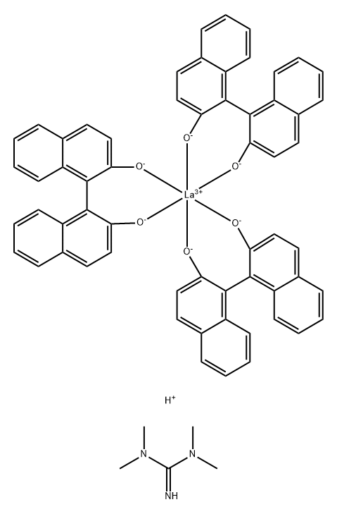 Tris[N,N,N,N-tetramethylguanidinium][tris(1S)-(1,1-binaphalene)-2,2-diolato]lanthanate La-HTMG-B Structure