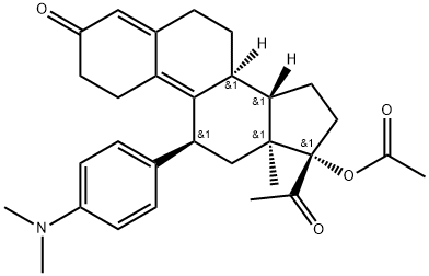 19-Norpregna-4,9-diene-3,20-dione, 17-(acetyloxy)-11-[4-(dimethylamino)phenyl]-, (11α,17α)- Structure
