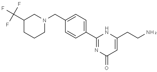4(3H)-Pyrimidinone, 6-(2-aminoethyl)-2-[4-[[3-(trifluoromethyl)-1-piperidinyl]methyl]phenyl]- Structure