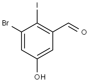 3-Bromo-5-hydroxy-2-iodobenzaldehyde Structure