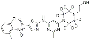 N-[2-Chloro-6-methylphenyl]-2-[[6-[4-(2-hydroxyethyl)-1-piperazinyl-d8]-2-methyl-4-pyrimidinyl]amino]-5-thiazolecarboxamide N-Oxide Structure