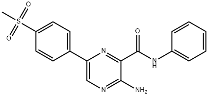 3-Amino-6-[4-(methylsulfonyl)phenyl]-N-phenyl-2-pyrazinecarboxamide Structure