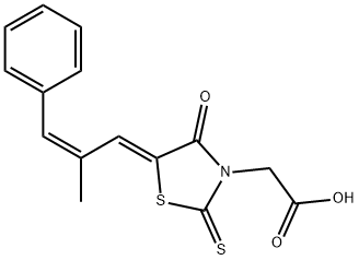 (Z,Z)-5-(2-Methyl-3-phenyl-propenylidene)-4-oxo-2-thioxo-3-thiazolidineacetic Acid Structure