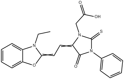 1-CARBOXYMETHYL-3-PHENYL-5-(2-(3-ETHYL-2-BENZOXAZOLINYLIDENE)-ETHYLIDENE)-THIOHYDANTOIN Structure